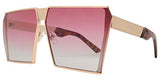 Elite Oversized Flat Top Metal Square Sleek Retro Mirrored Oceanic Lens Sunglasses