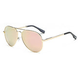 Pilot Style Driving Polarized Sunglasses With Reflective Color Mirror Lens Metal Frame Aviator Sunglasses for Men and Women
