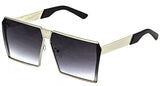 Elite Oversized Flat Top Metal Square Sleek Retro Mirrored Oceanic Lens Sunglasses