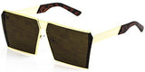 Elite Oversized Flat Top Metal Square Sleek Retro Mirrored Oceanic Lens Sunglasses