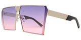Elite Oversized Flat Top Metal Square Sleek Retro Mirrored Oceanic Lens Sunglasses