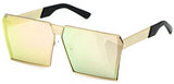 Elite Oversized Flat Top Metal Square Sleek Retro Mirrored Oceanic Lens Sunglasses