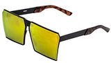 Elite Oversized Flat Top Metal Square Sleek Retro Mirrored Oceanic Lens Sunglasses
