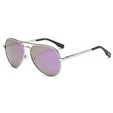 Pilot Style Driving Polarized Sunglasses With Reflective Color Mirror Lens Metal Frame Aviator Sunglasses for Men and Women