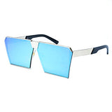 Elite Oversized Flat Top Metal Square Sleek Retro Mirrored Oceanic Lens Sunglasses