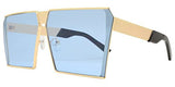 Elite Oversized Flat Top Metal Square Sleek Retro Mirrored Oceanic Lens Sunglasses