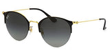 Half Rim Round Sunglasses in Gold Black RB3578 50mm.