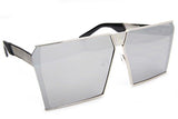 Elite Oversized Flat Top Metal Square Sleek Retro Mirrored Oceanic Lens Sunglasses