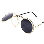 Vintage Steampunk Designer Metal Retro Sunglasses Round
