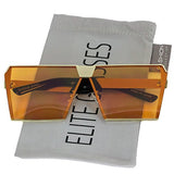 Elite Oversized Flat Top Metal Square Sleek Retro Mirrored Oceanic Lens Sunglasses