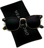 Retro Classic Metal Half Frame Horn Rimmed Sunglasses