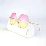 /Oversized Metal Geometric Pentagon Gradient Color Lens Hippie Sunglasses -yhl