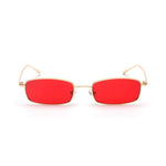 /Unisex Small Rectangle Red lens Yellow Metal Frame Clear Lens Sun Glasses
