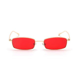 /Unisex Small Rectangle Red lens Yellow Metal Frame Clear Lens Sun Glasses