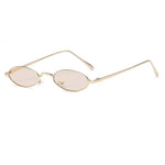 Vintage Slender Oval Sunglasses Small Metal Frame Candy Colors Mens Womens