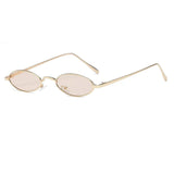Vintage Slender Oval Sunglasses Small Metal Frame Candy Colors Mens Womens