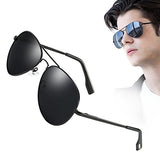 Mens Womens Polarized Sunglasses 100% UV400 Protection Aviator Black Sun Glasses