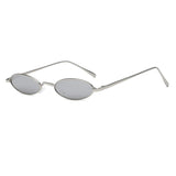 Vintage Slender Oval Sunglasses Small Metal Frame Candy Colors Mens Womens