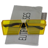 Elite Oversized Flat Top Metal Square Sleek Retro Mirrored Oceanic Lens Sunglasses
