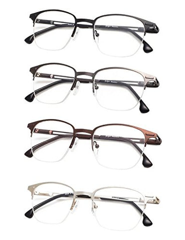 4-Pack Half-Rim Reading Glasses with Spring Hinges