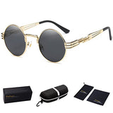 John Lennon Round Sunglasses Steampunk Metal Frame