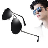 Mens Womens Polarized Sunglasses 100% UV400 Protection Aviator Black Sun Glasses