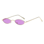 Vintage Slender Oval Sunglasses Small Metal Frame Candy Colors Mens Womens