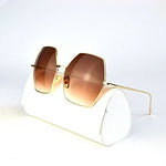 /Oversized Metal Geometric Pentagon Gradient Color Lens Hippie Sunglasses -yhl