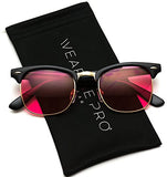 Retro Classic Metal Half Frame Horn Rimmed Sunglasses
