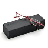Vintage Alloy Semi Rimless Reading Glasses Men Women Half Frame Slim Glasses with Stylish Case T0340