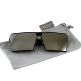 Elite Oversized Flat Top Metal Square Sleek Retro Mirrored Oceanic Lens Sunglasses