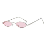 Vintage Slender Oval Sunglasses Small Metal Frame Candy Colors Mens Womens
