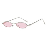 Vintage Slender Oval Sunglasses Small Metal Frame Candy Colors Mens Womens