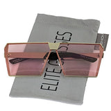 Elite Oversized Flat Top Metal Square Sleek Retro Mirrored Oceanic Lens Sunglasses