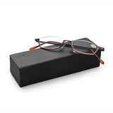 Vintage Alloy Semi Rimless Reading Glasses Men Women Half Frame Slim Glasses with Stylish Case T0340