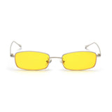/Unisex Small Rectangle Red lens Yellow Metal Frame Clear Lens Sun Glasses