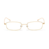 /Unisex Small Rectangle Red lens Yellow Metal Frame Clear Lens Sun Glasses