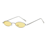 Vintage Slender Oval Sunglasses Small Metal Frame Candy Colors Mens Womens