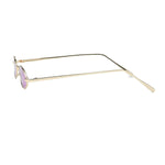 Vintage Slender Oval Sunglasses Small Metal Frame Candy Colors Mens Womens