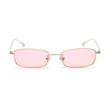 /Unisex Small Rectangle Red lens Yellow Metal Frame Clear Lens Sun Glasses