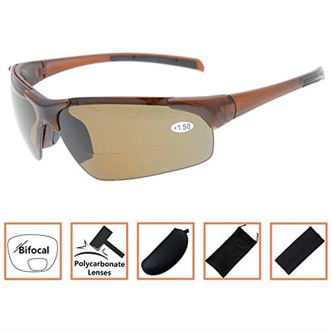 Bifocal Sunglasses with Wrap-Around Sport Design Half Frame Outdoor readingglasses