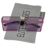Elite Oversized Flat Top Metal Square Sleek Retro Mirrored Oceanic Lens Sunglasses