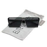 Elite Oversized Flat Top Metal Square Sleek Retro Mirrored Oceanic Lens Sunglasses