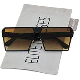 Elite Oversized Flat Top Metal Square Sleek Retro Mirrored Oceanic Lens Sunglasses