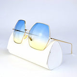 /Oversized Metal Geometric Pentagon Gradient Color Lens Hippie Sunglasses -yhl
