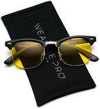 Retro Classic Metal Half Frame Horn Rimmed Sunglasses