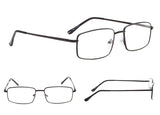 3-pack Large Rectangular Reading Glasses with Spring Temple for Men