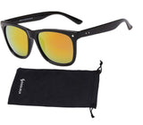 Best Value Retro Large Horn Rimmed Mirror Lens Wayfarer Polarized Sunglasses