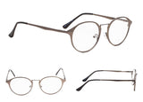 3-Pack Retro Round Reading glasses with Spring Hinges
