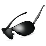 Mens Sports Aviator Polarized Sunglasses Military Pilot style Large Metal Frame